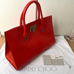 Jimmy Choo Suede Red Tote Bag